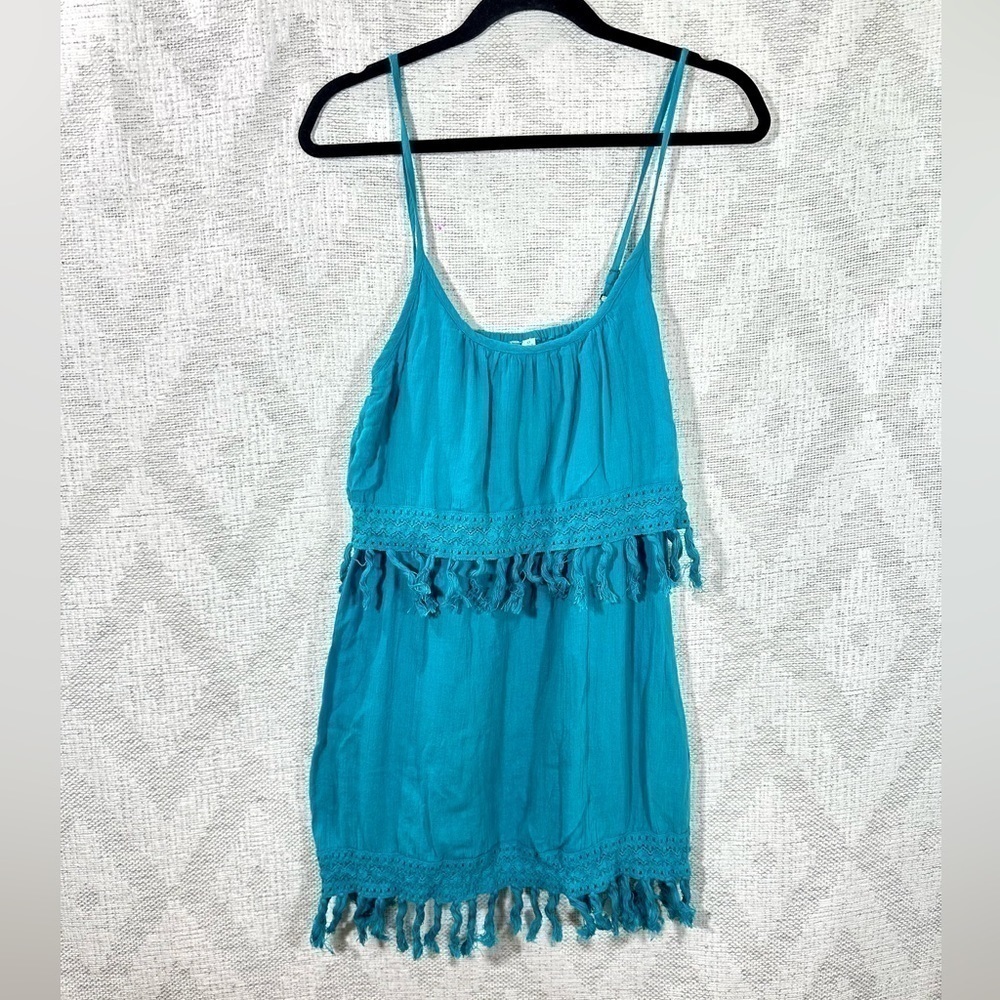Rip Curl blue fringe Venture mini dress size S
